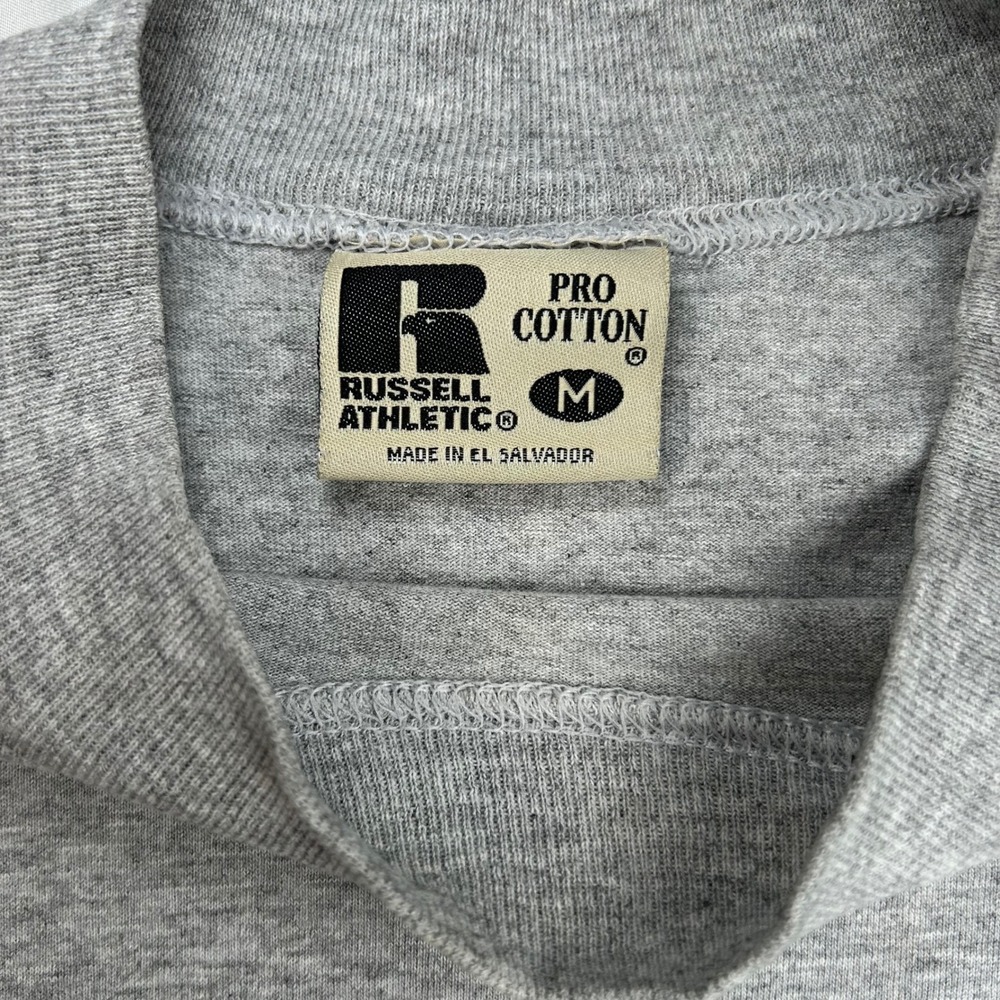 Vintage Russell Athletic Pro Cotton Long Sleeve Mock Neck Shirt Gray Mens M - Picture 6 of 8